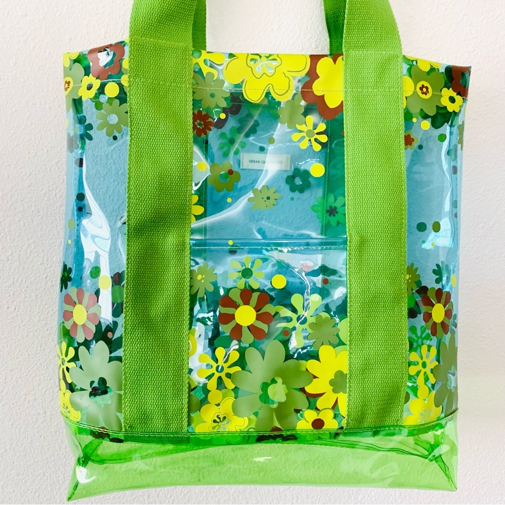 Urban outfitters Clear Green Floral Tote Bag